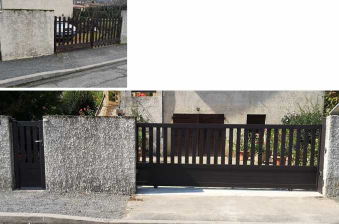 Portail coulissant aluminium et seuil à Odenas