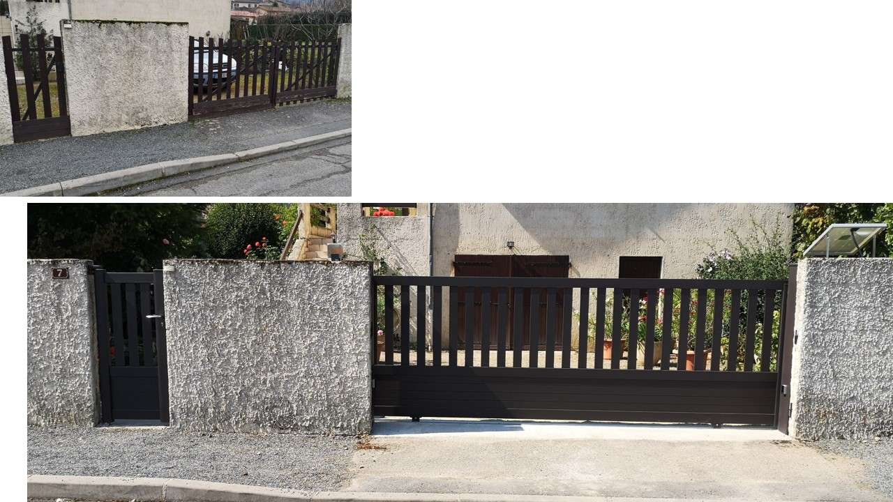 Portail coulissant aluminium et seuil à Odenas