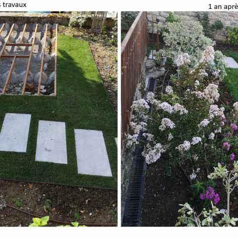 Aménagement d&#039;un jardin dans le Beaujolais (chantier réalisé en 2019 par VERT AVENIR PAYSAGE)